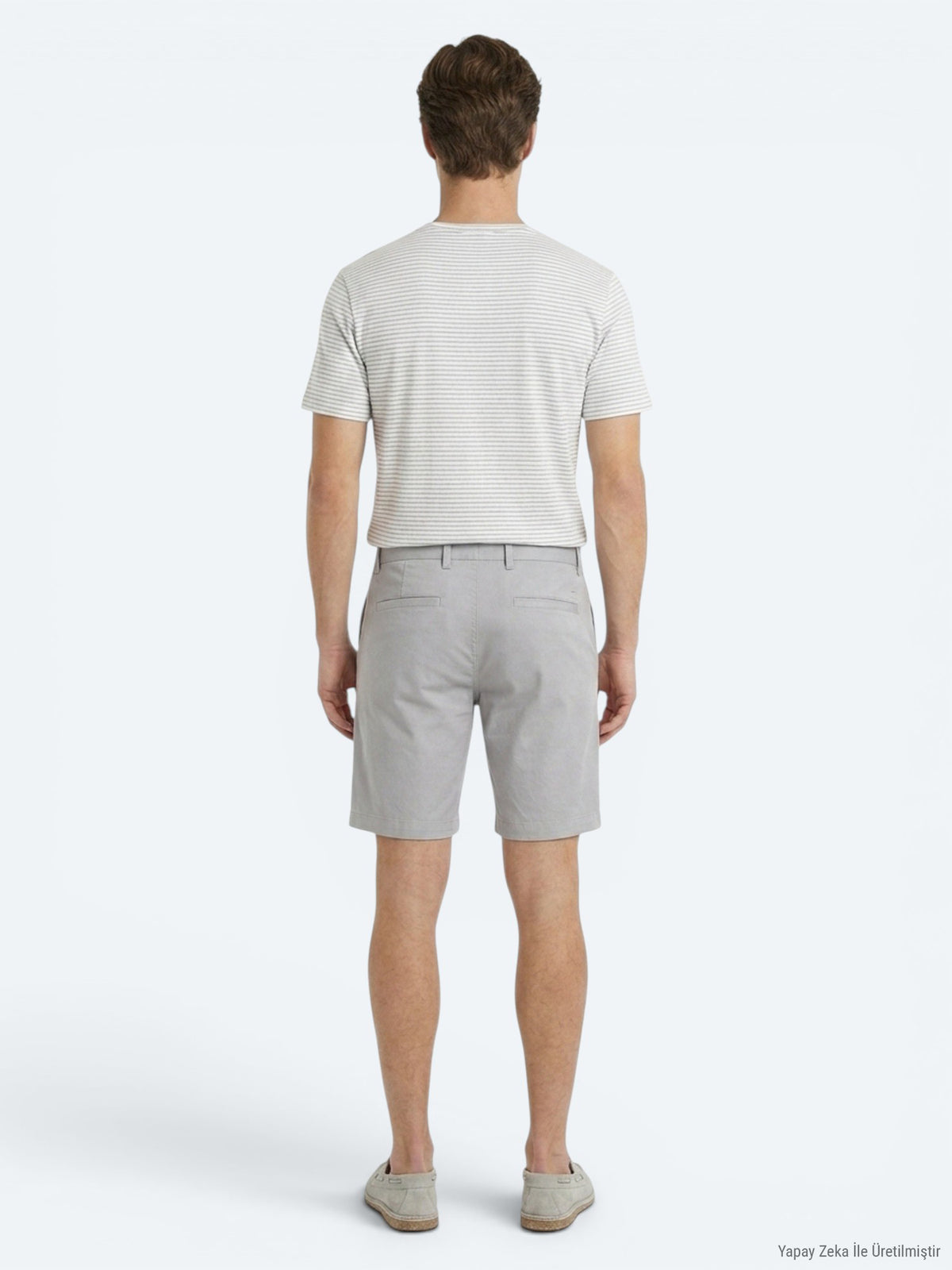 Gri Düz Kumaş Jogging Fit Casual Bermuda