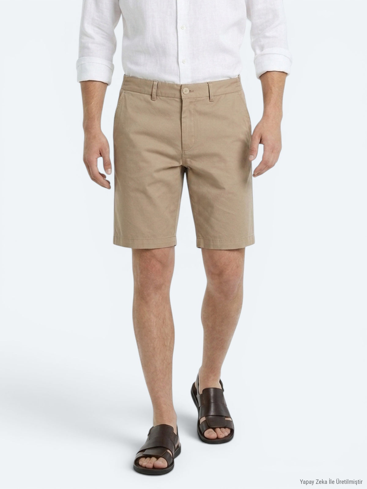 Karamel Düz Kumaş Jogging Fit Casual Bermuda