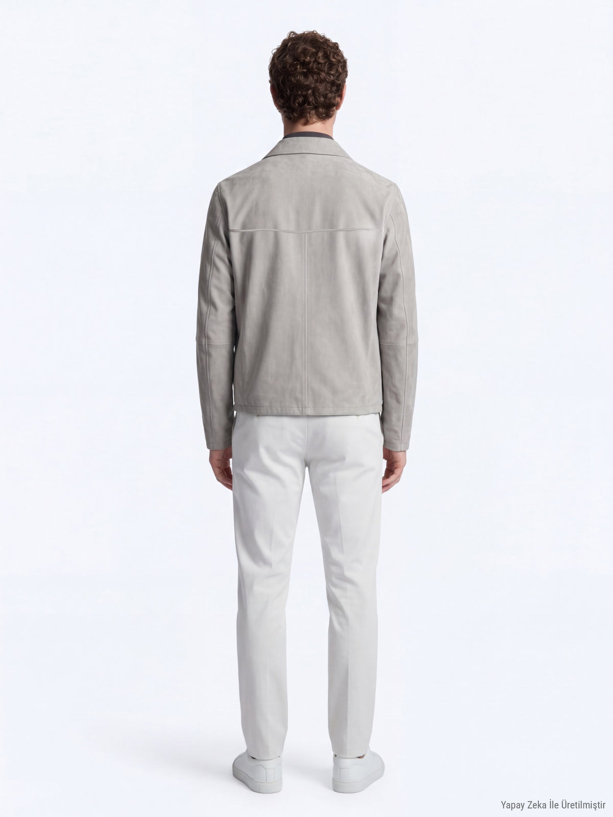 Gri Regular Fit Gömlek Yaka Smart Casual Çift Taraflı Deri Mont