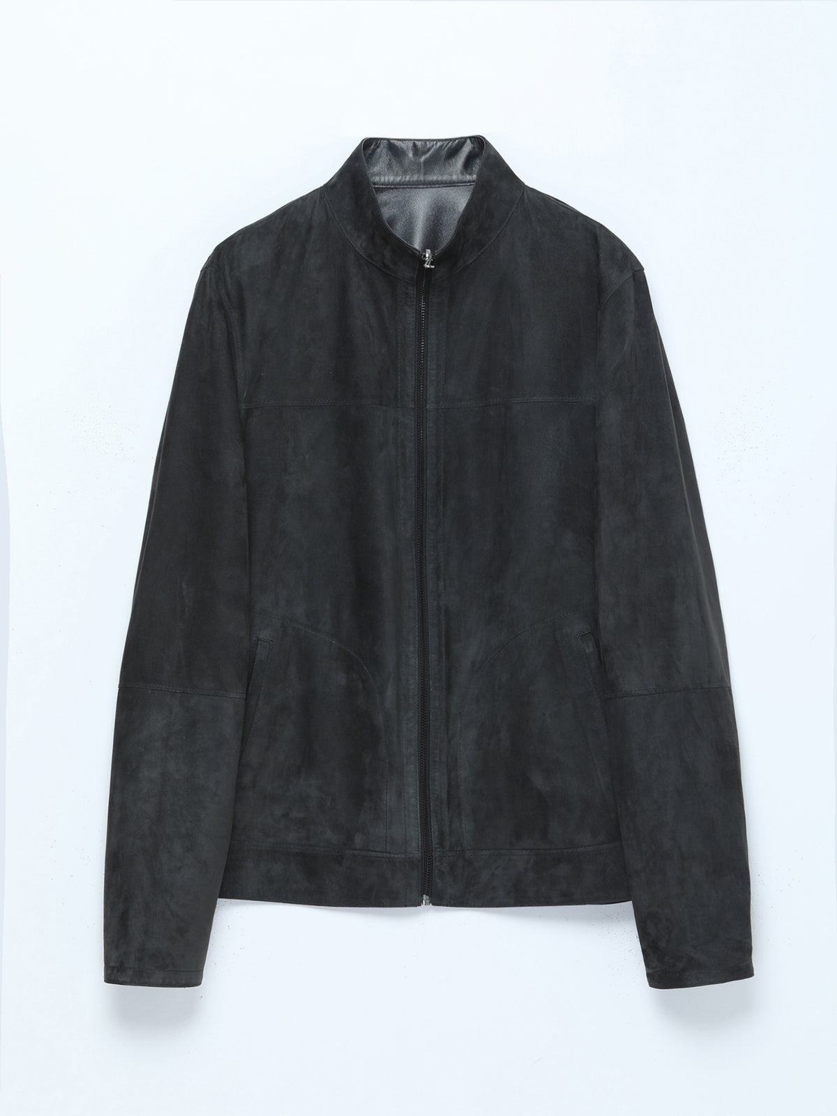 Haki Regular Fit Dik Yaka Smart Casual Çift Taraflı Deri Mont