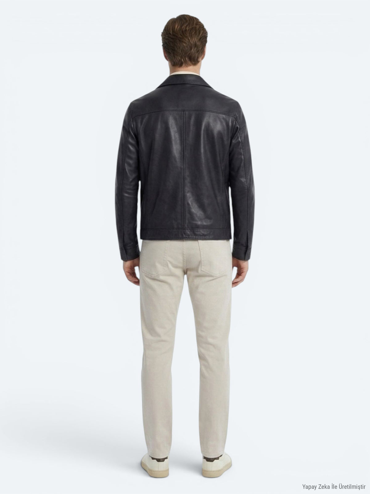 Koyu Lacivert Regular Fit Gömlek Yaka Smart Casual Çift Taraflı Deri Mont