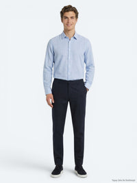 Lacivert Dokuma Relaxed Fit Casual Pamuk Karışımlı Pantolon