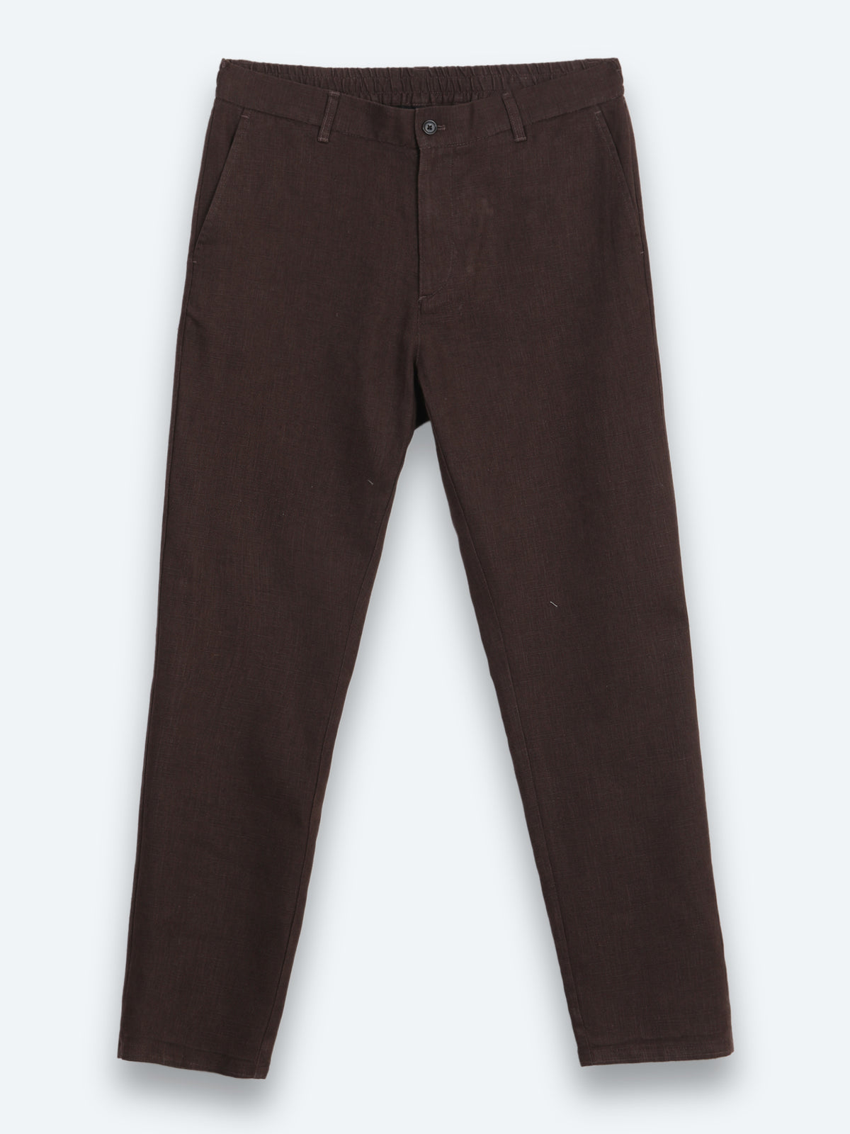 Kahverengi Dokuma Relaxed Fit Casual Pamuk Karışımlı Pantolon