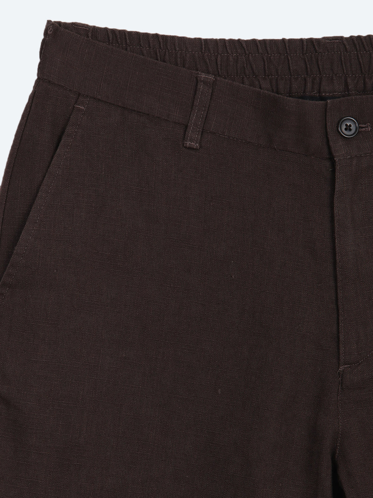 Kahverengi Dokuma Relaxed Fit Casual Pamuk Karışımlı Pantolon