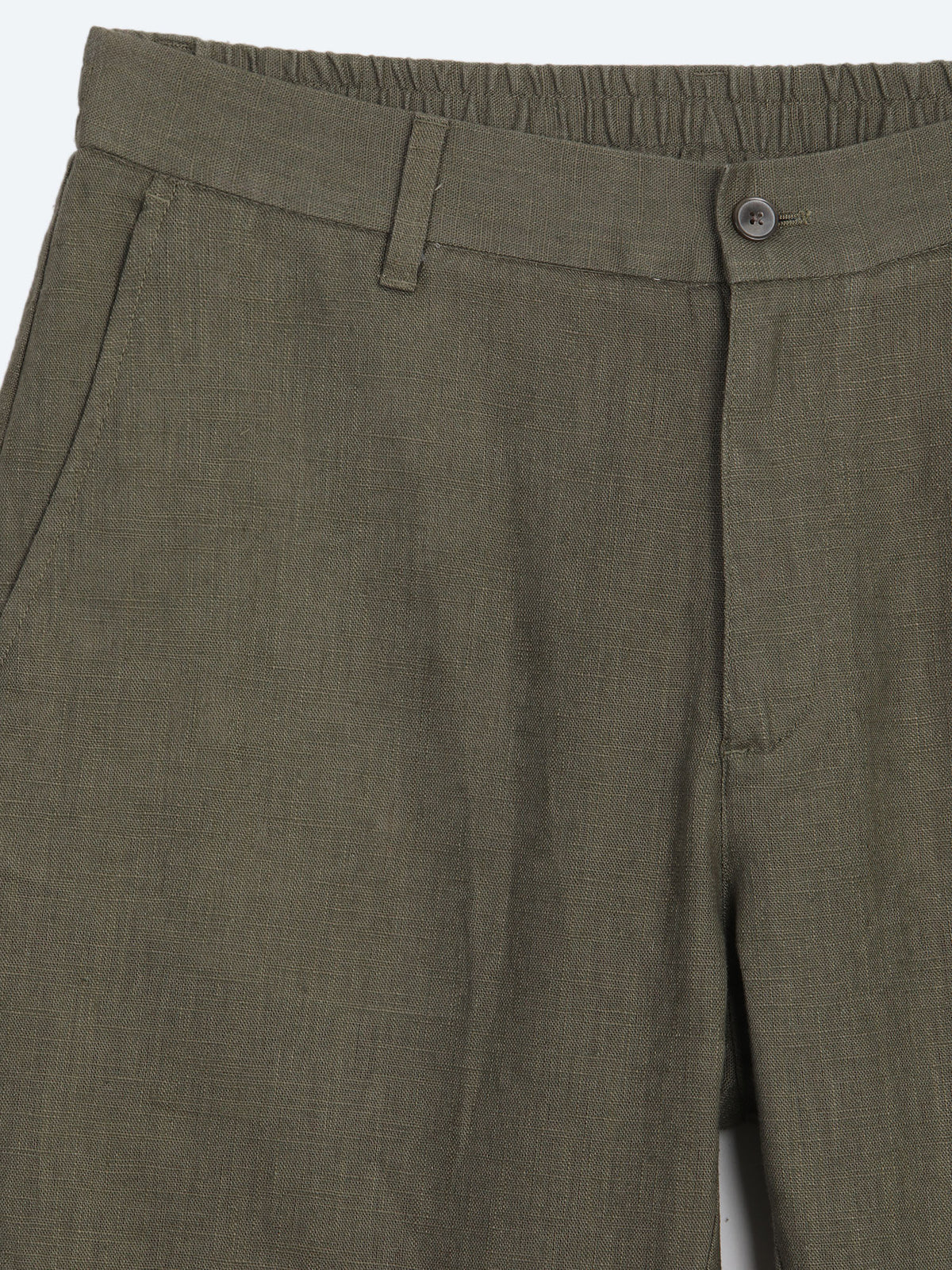 Haki Dokuma Relaxed Fit Casual Pamuk Karışımlı Pantolon