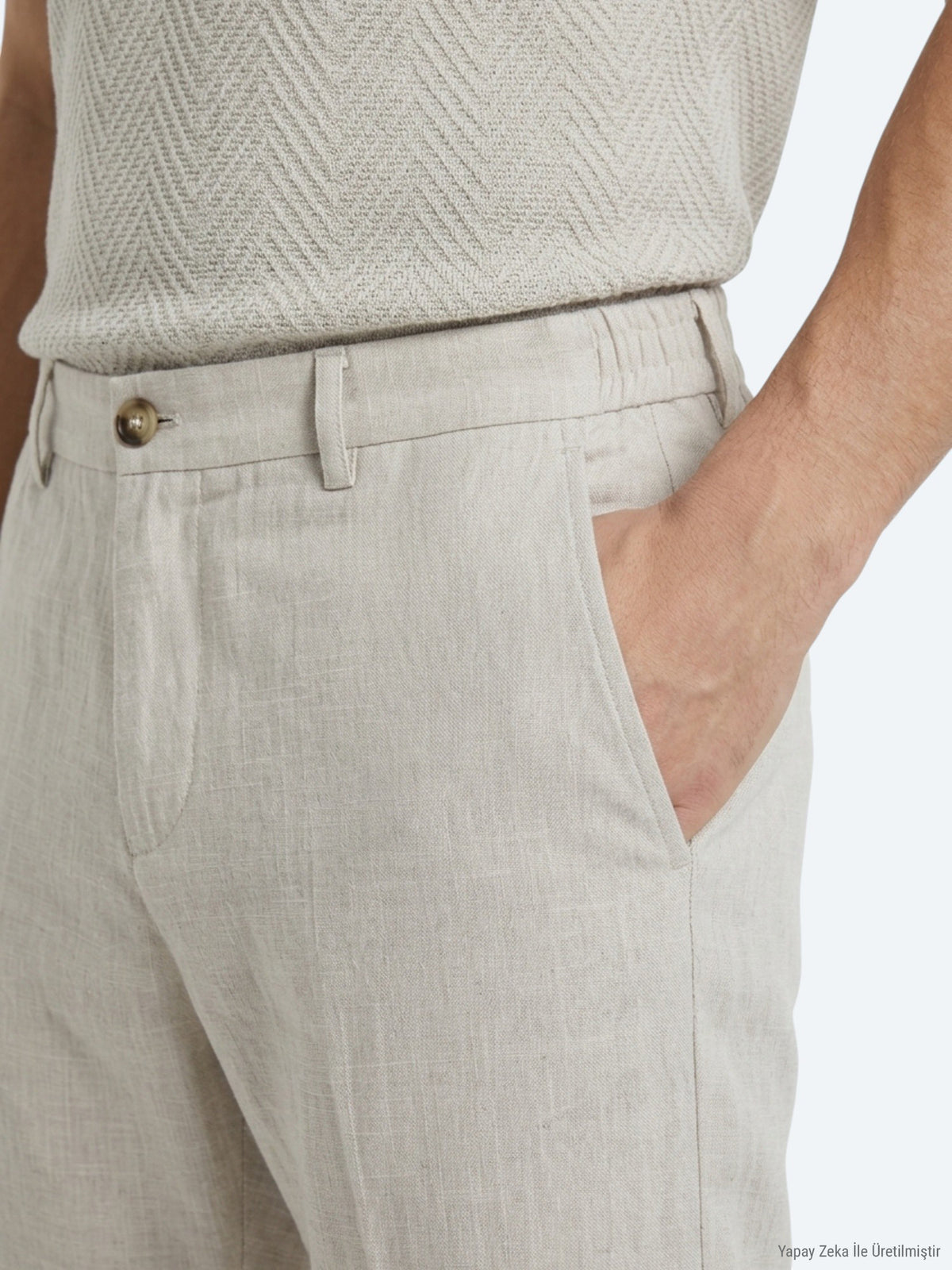 Taş Dokuma Relaxed Fit Casual Pamuk Karışımlı Pantolon