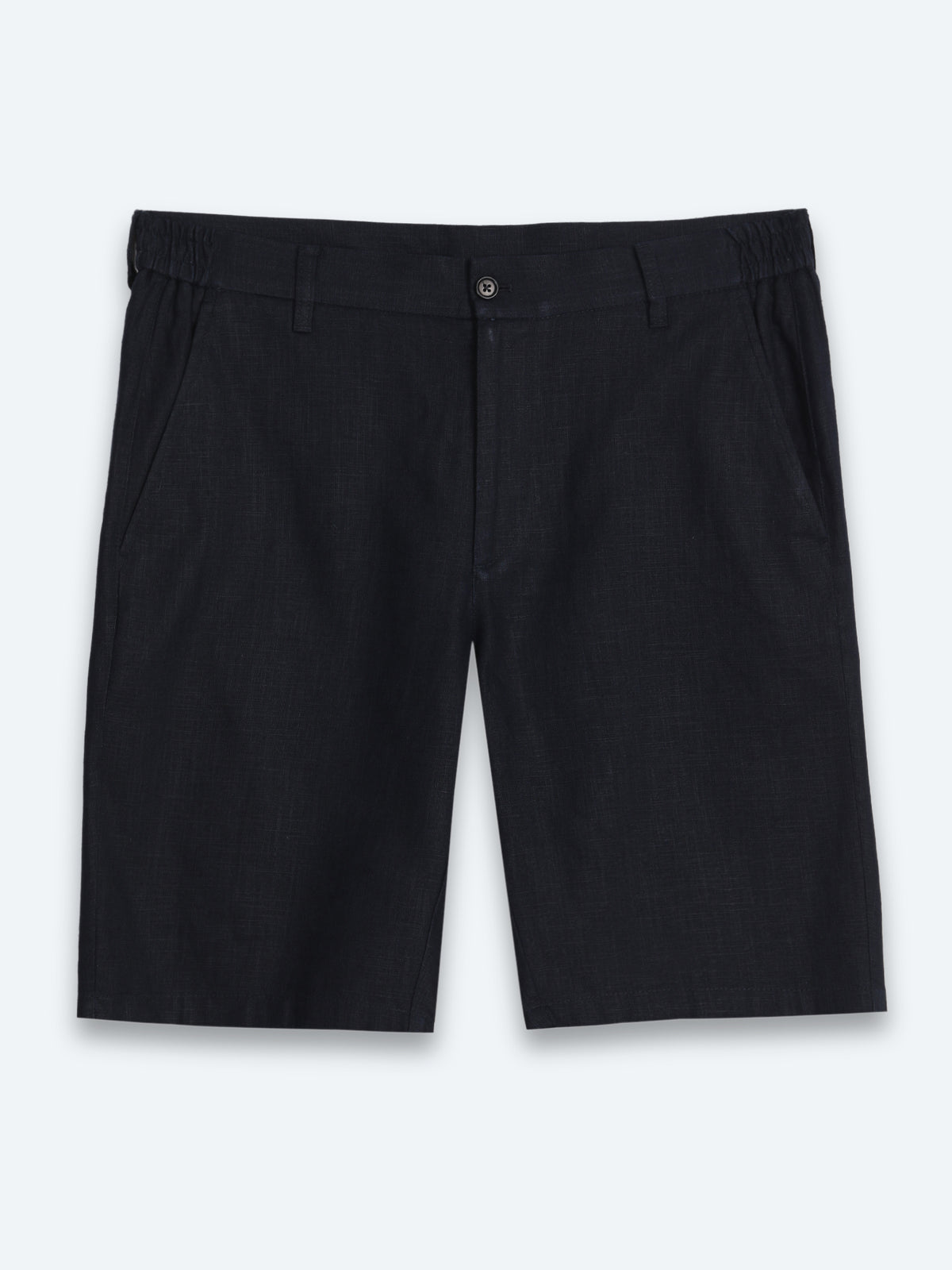 Lacivert Düz Dokuma Jogging Fit Casual Pamuk Karışımlı Bermuda