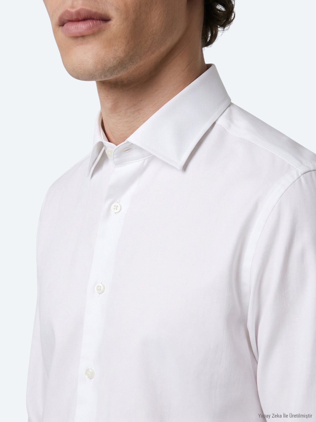Beyaz Düz Slim Fit Uzun Dokuma Klasik %100 Pamuk Gömlek