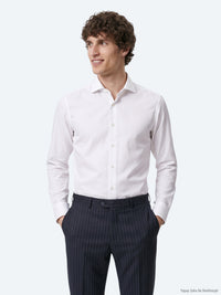Beyaz Slim Fit Uzun Dokuma Klasik %100 Pamuk Gömlek