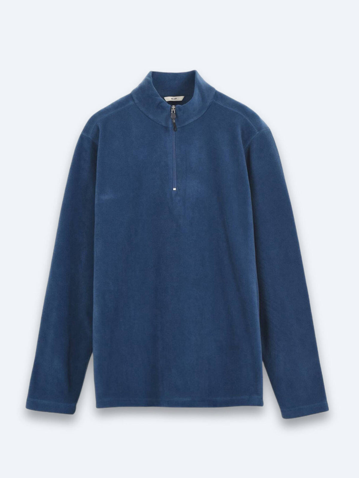 İndigo Dik Yaka Düz Polar Sweatshırt