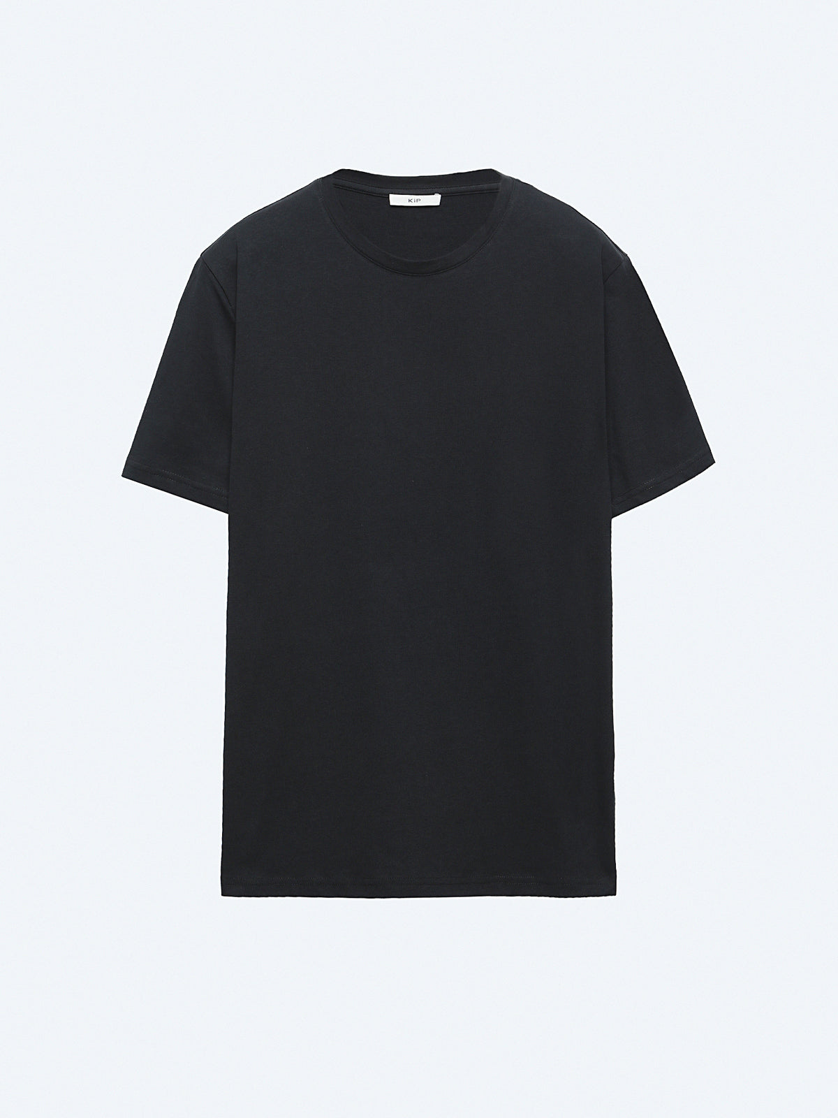 Siyah Düz Bisiklet Yaka %100 Pamuk T-Shirt