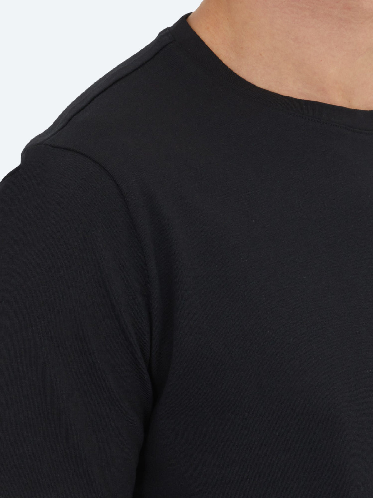 Siyah Düz Bisiklet Yaka %100 Pamuk T-Shirt