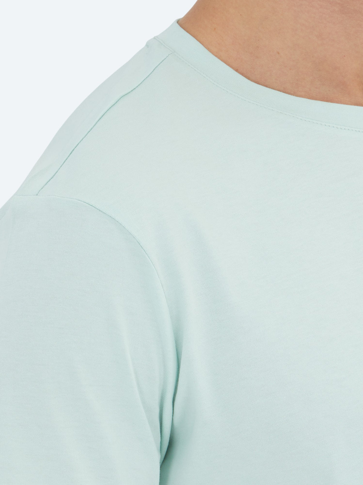 Açık Yeşil Düz Bisiklet Yaka %100 Pamuk T-Shirt