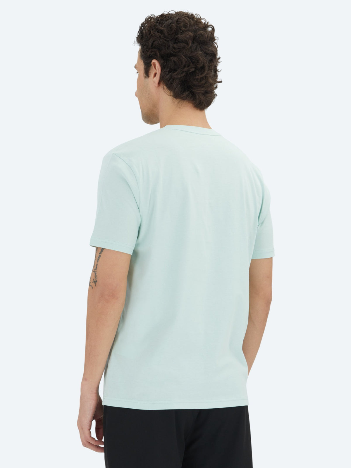 Açık Yeşil Düz Bisiklet Yaka %100 Pamuk T-Shirt