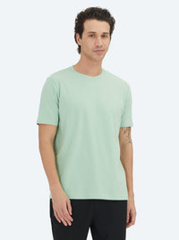 Mint Düz Bisiklet Yaka %100 Pamuk T-Shirt
