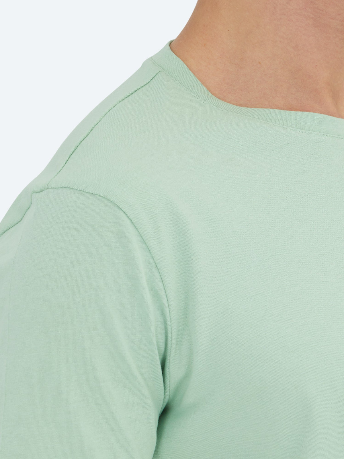 Mint Düz Bisiklet Yaka %100 Pamuk T-Shirt