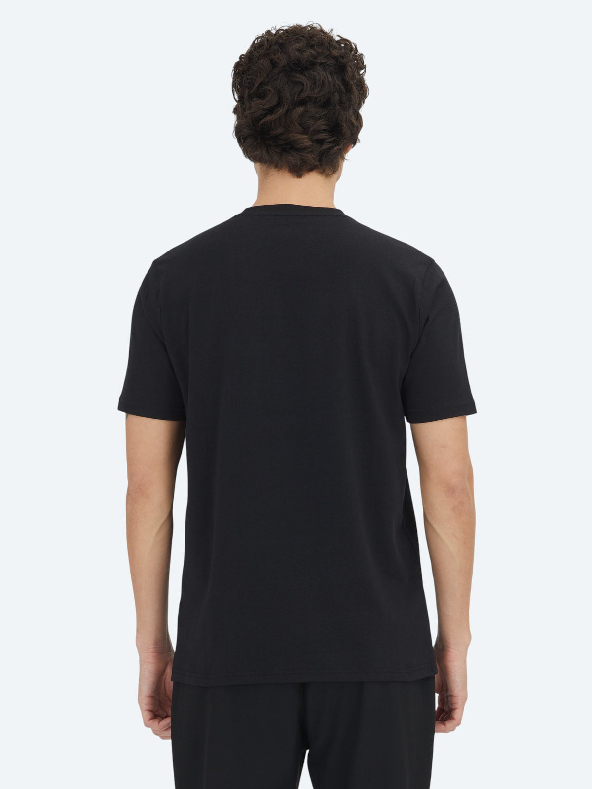 Siyah Düz Bisiklet Yaka %100 Pamuk T-Shirt