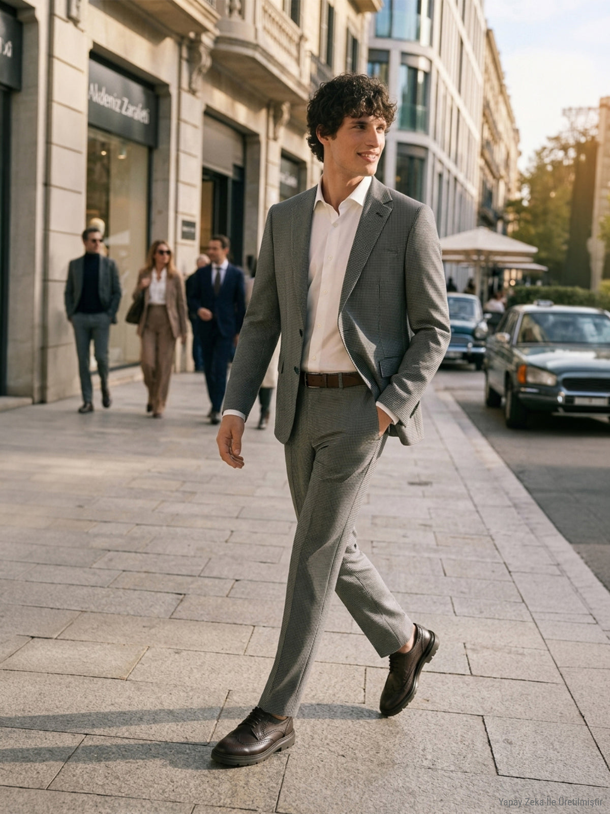 Açık Kahve Modern Fit Yün Karışımlı Takım Elbise