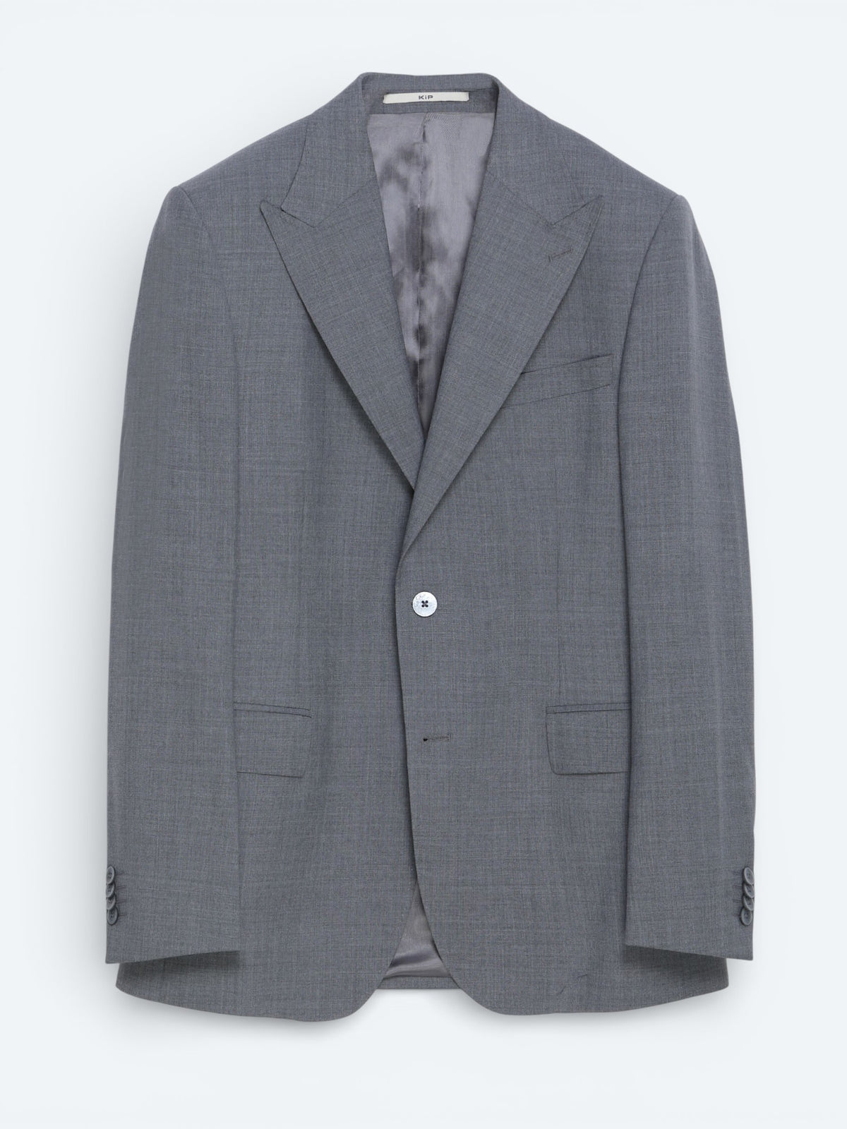 Gri Düz Modern Fit Yün Karışımlı Takım Elbise