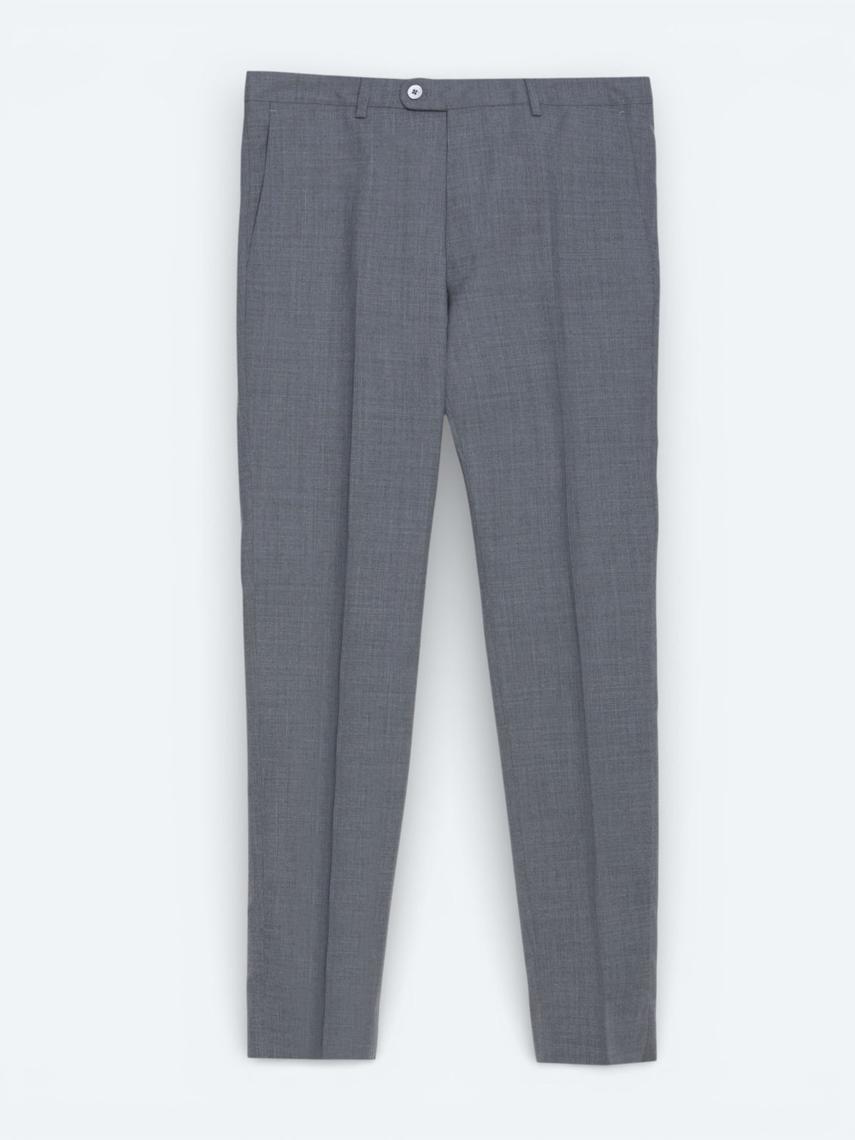 Gri Düz Modern Fit Yün Karışımlı Takım Elbise
