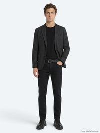 Antrasit Modern Fit Yün Karışımlı Ceket