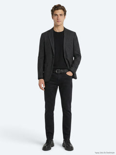 Antrasit Modern Fit Yün Karışımlı Ceket