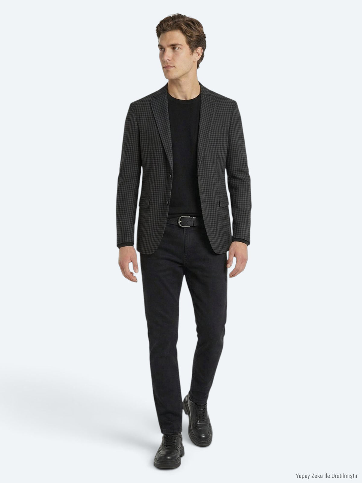 Antrasit Modern Fit Yün Karışımlı Ceket