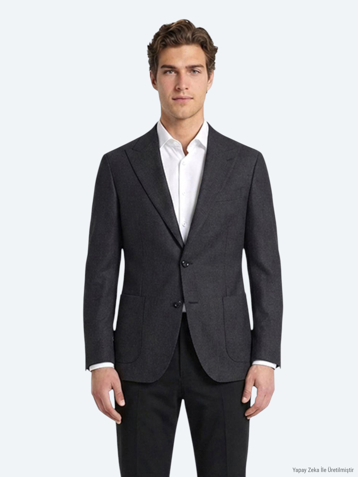 Antrasit Fitilli Modern Fit %100 Yün Ceket