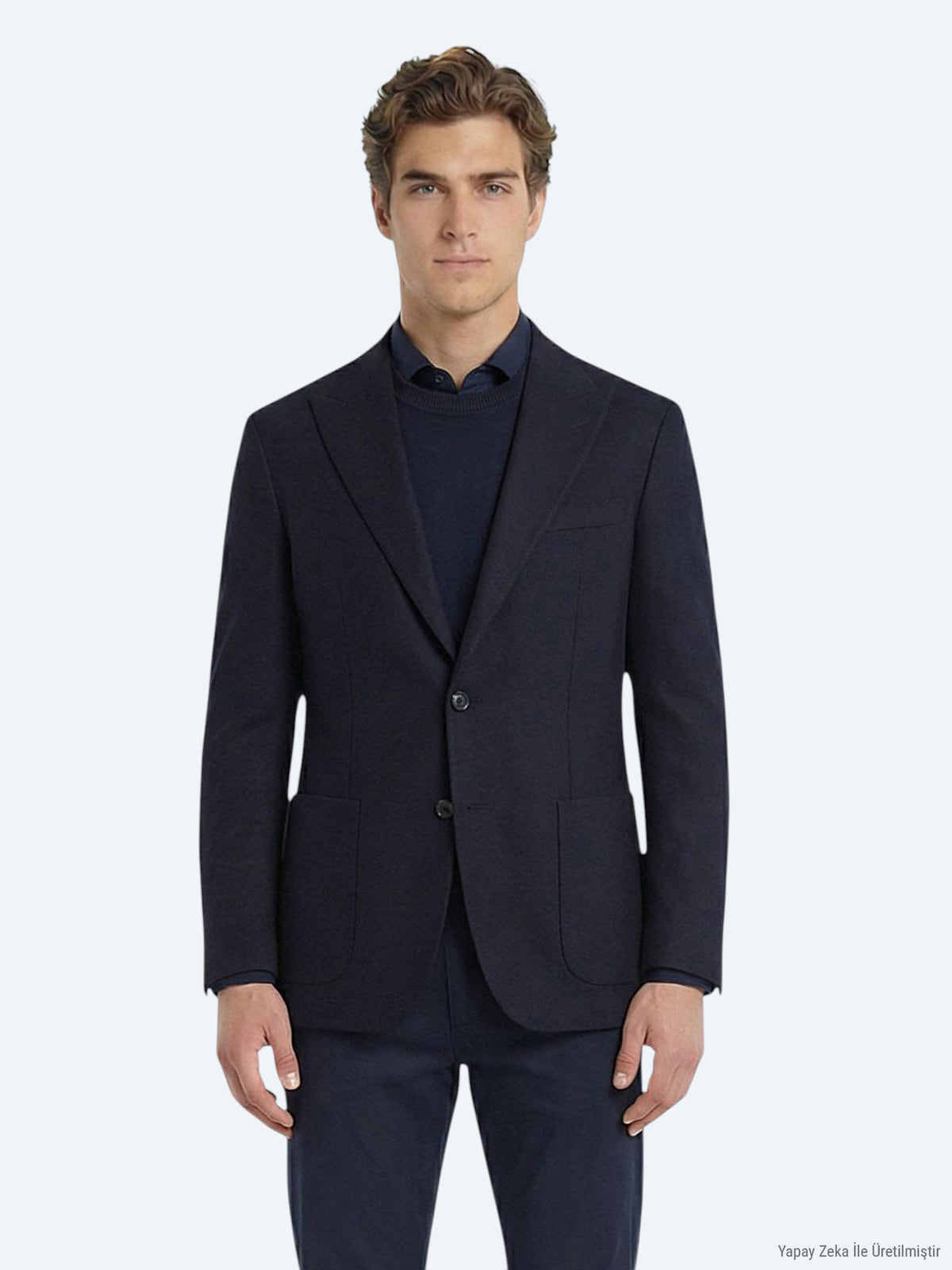Lacivert Modern Fit Pamuk Karışımlı Ceket