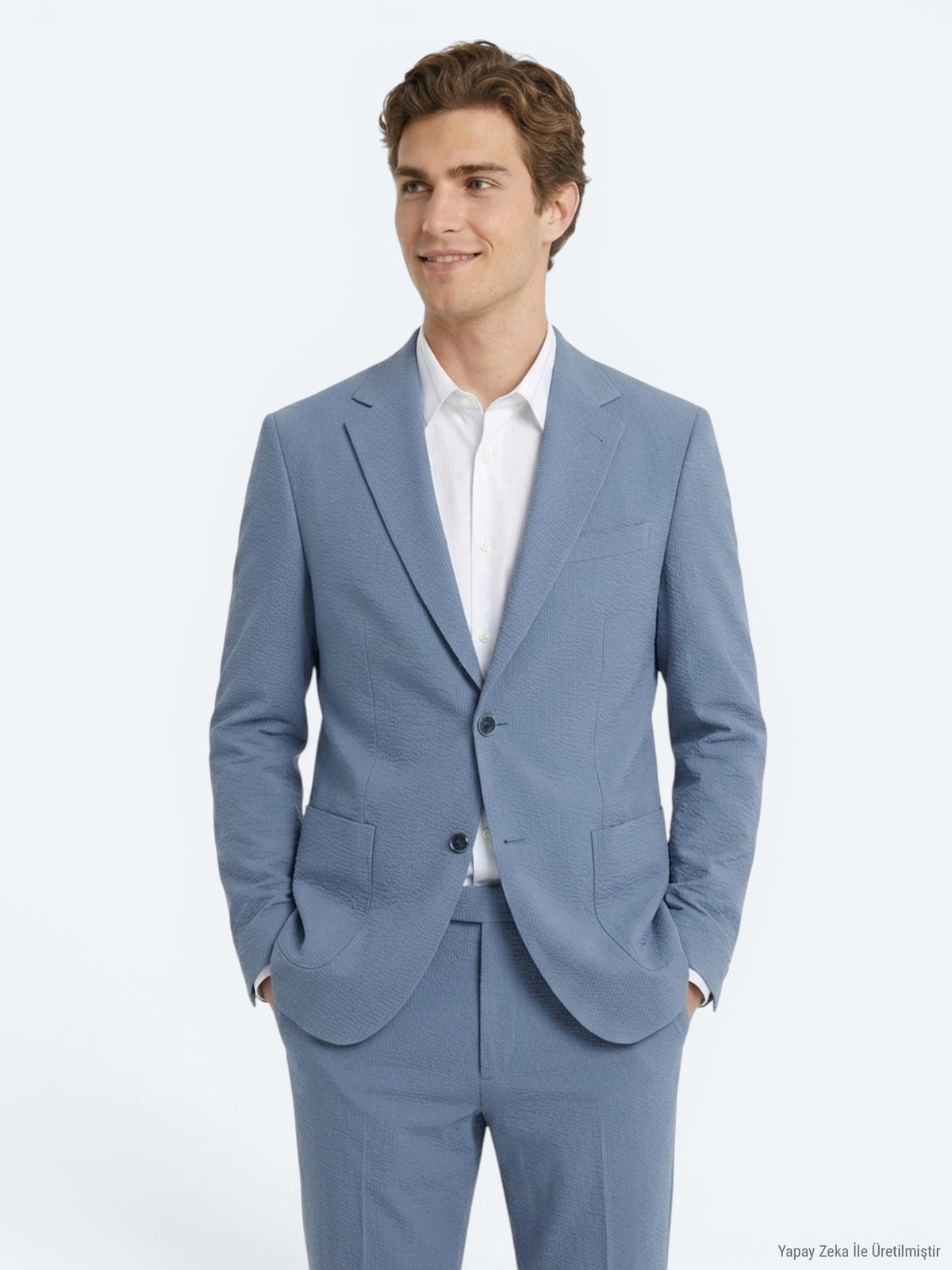 Mavi Çizgili Modern Fit Takım Elbise