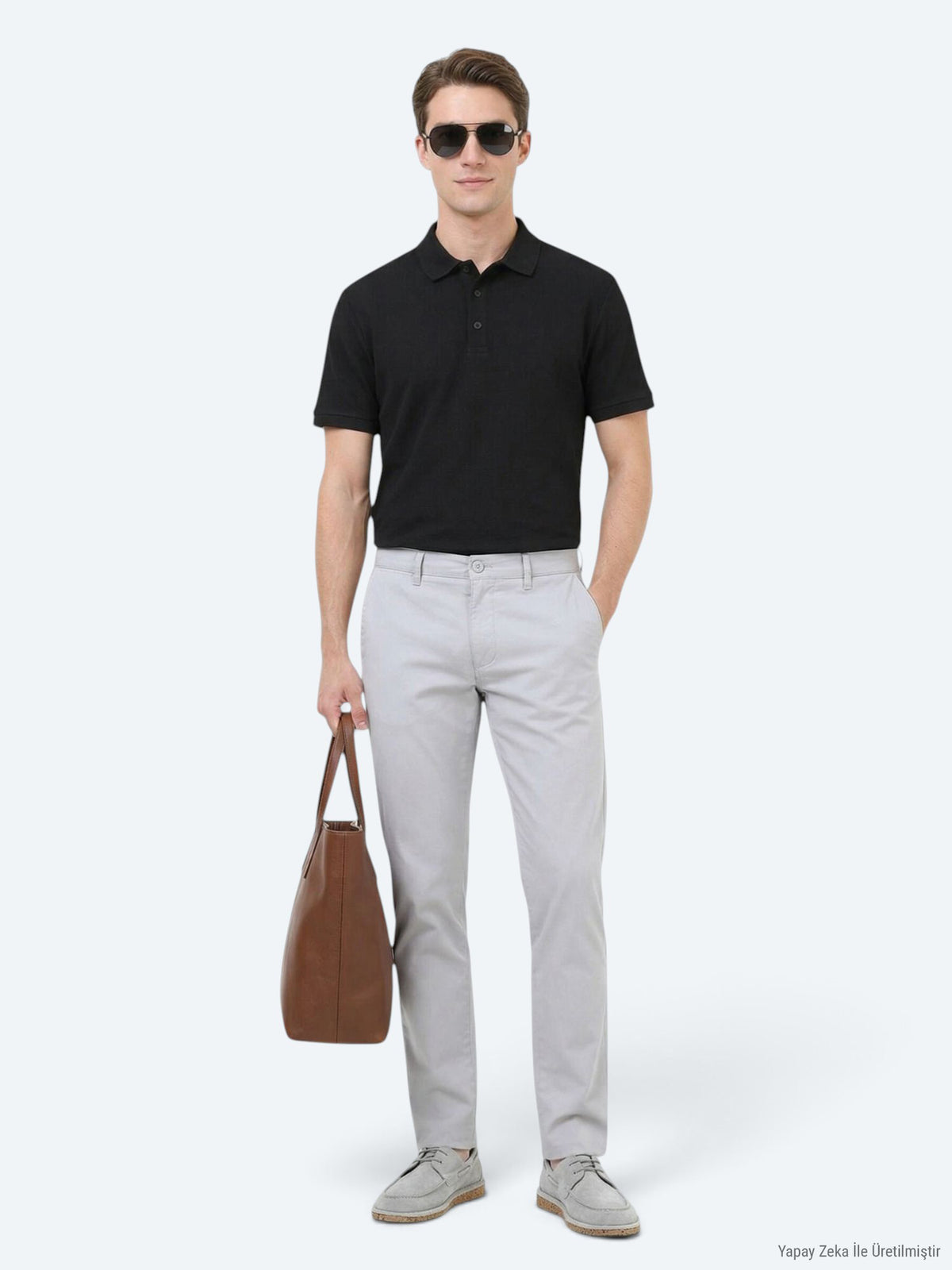 Siyah Düz Polo Yaka %100 Pamuk T-Shirt