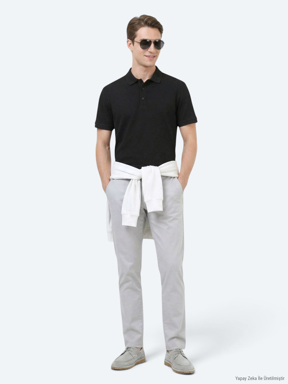 Siyah Düz Polo Yaka %100 Pamuk T-Shirt
