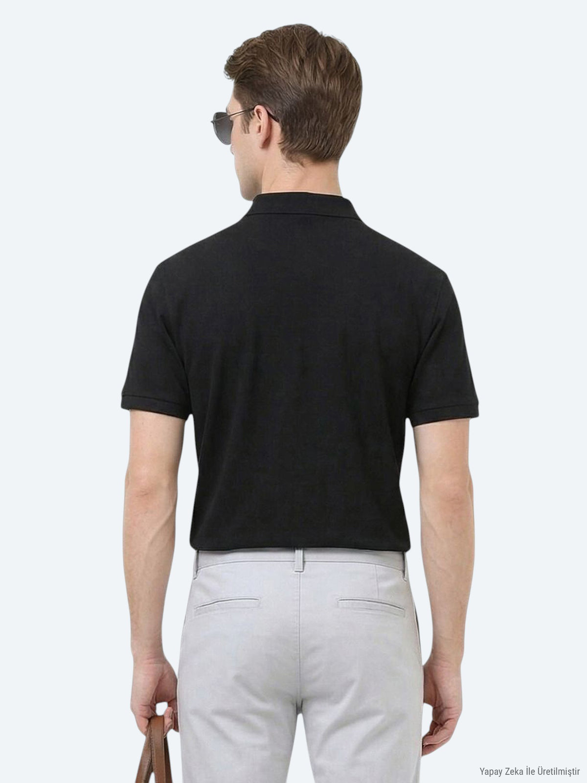 Siyah Düz Polo Yaka %100 Pamuk T-Shirt