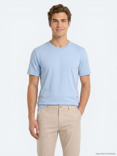 Açık Mavi Düz T-Shirt