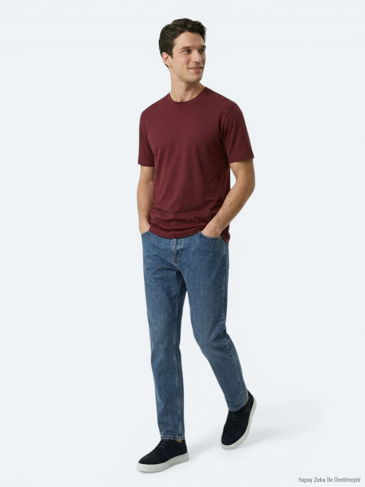 Bordo Düz T-Shirt