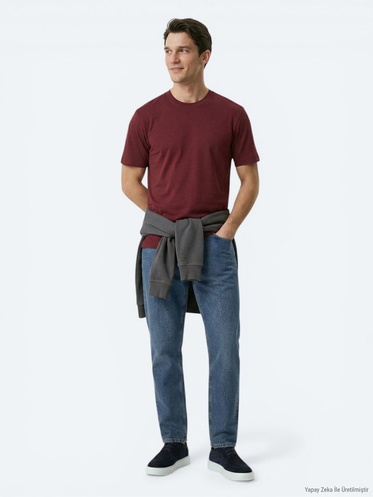 Bordo Düz T-Shirt
