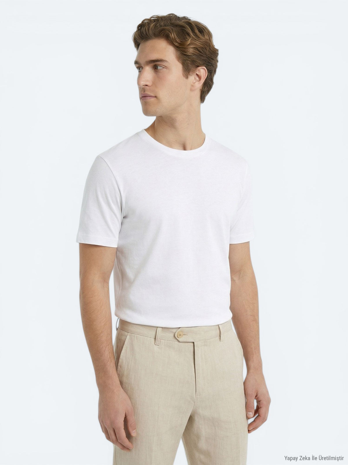 Ekru Düz T-Shirt