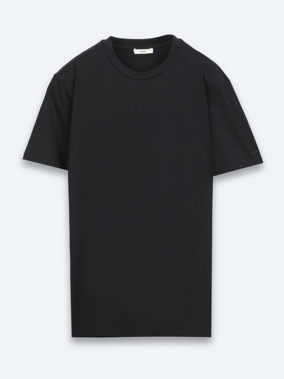 Siyah Düz Pamuk Karışımlı T-Shirt
