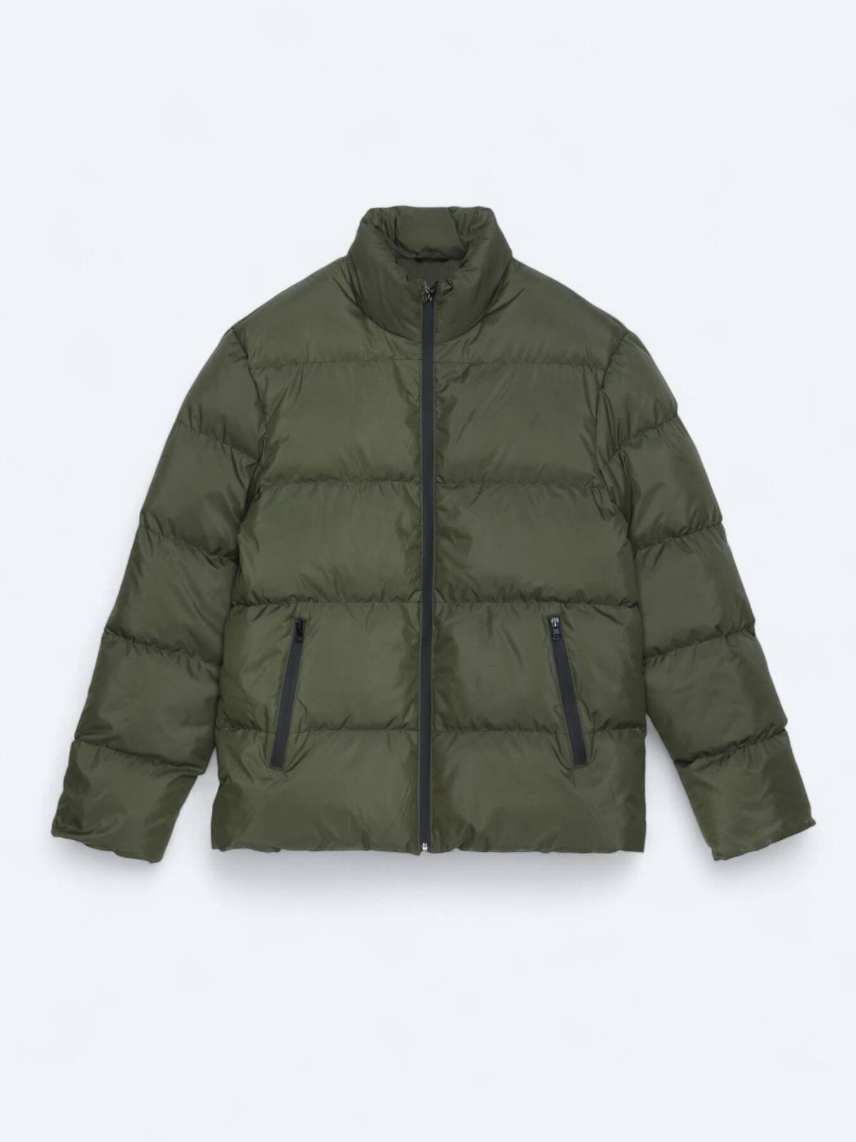 Haki Regular Fit Dik Yaka Dokuma Mont