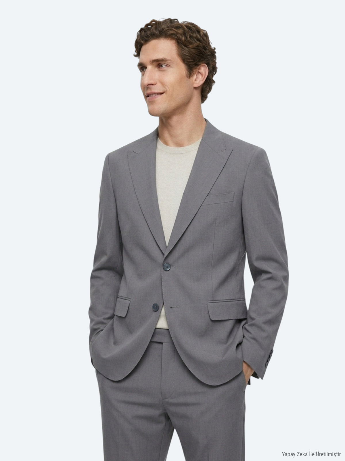 Gri Düz Modern Fit Takım Elbise