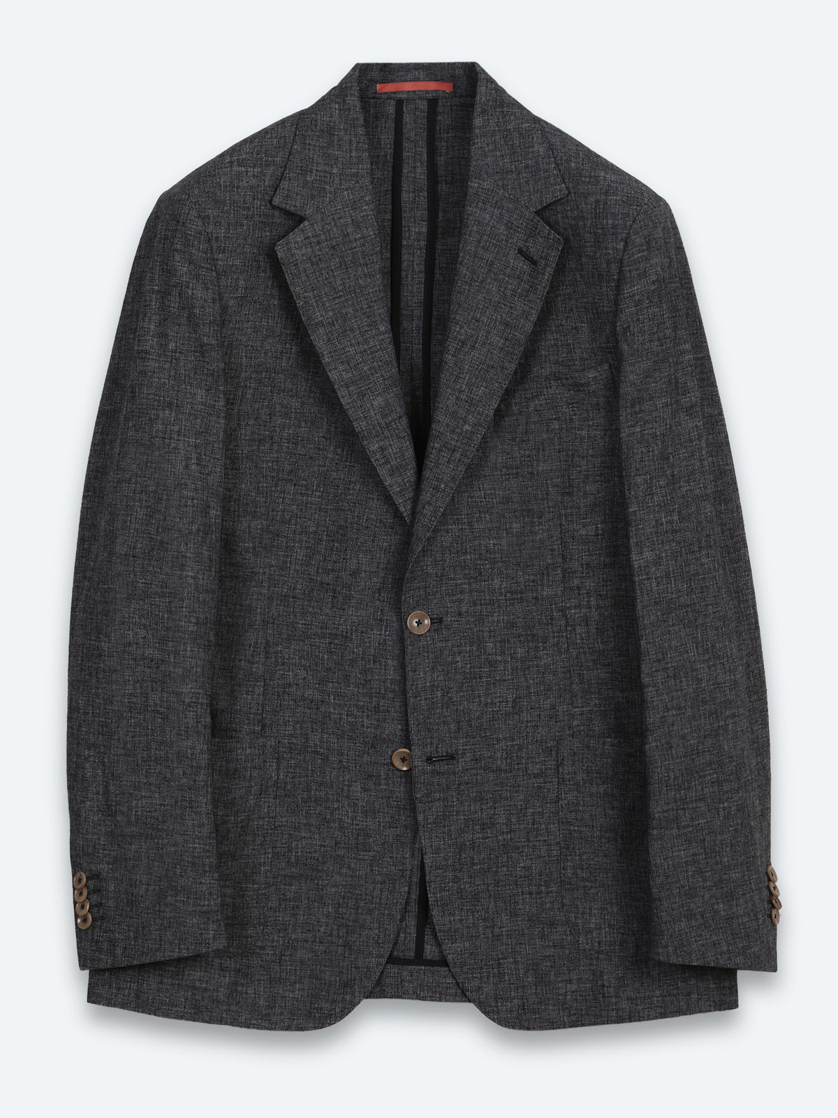 Siyah Desenli Modern Fit Keten Karışımlı Takım Elbise