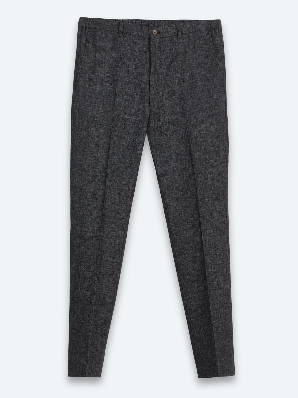 Siyah Desenli Modern Fit Keten Karışımlı Takım Elbise