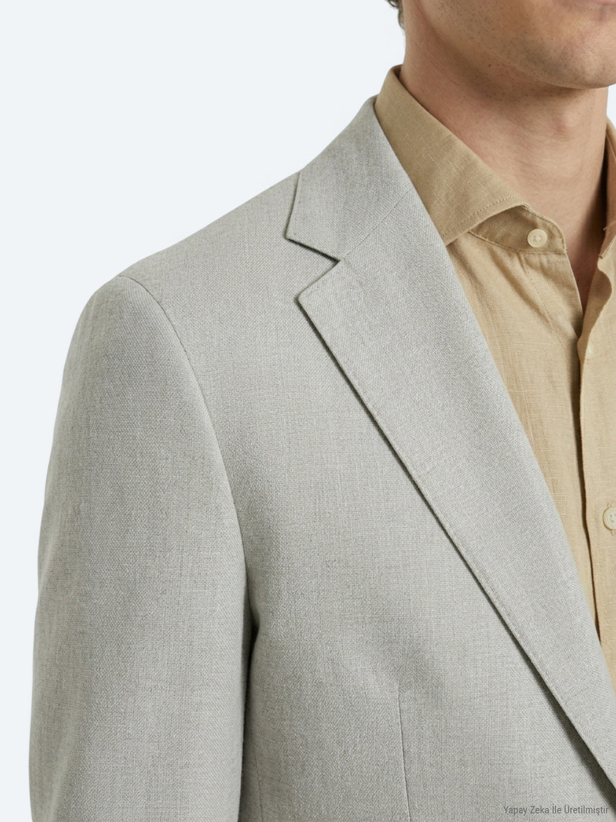 Yağ Yeşili Düz Modern Fit Pamuk Karışımlı Örme Ceket