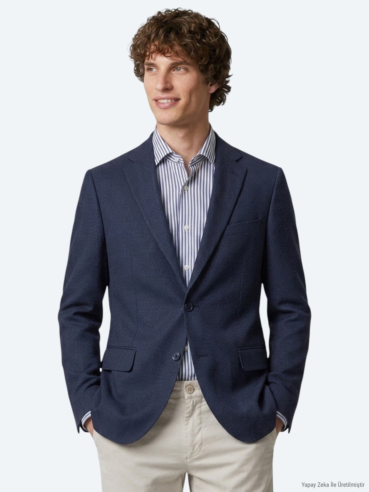 Lacivert Çizgili Regular Fit Ceket