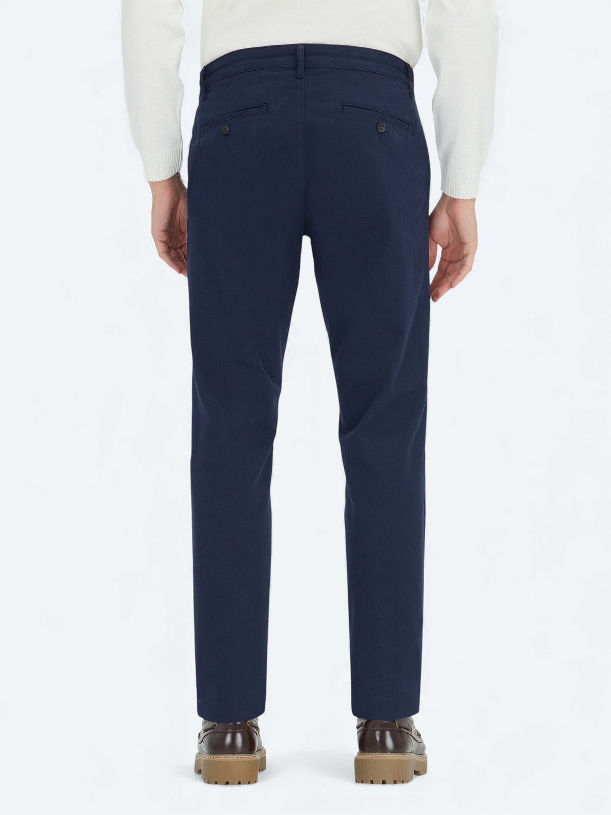 Lacivert Düz Dokuma Regular Fit Casual Pamuk Karışımlı Pantolon