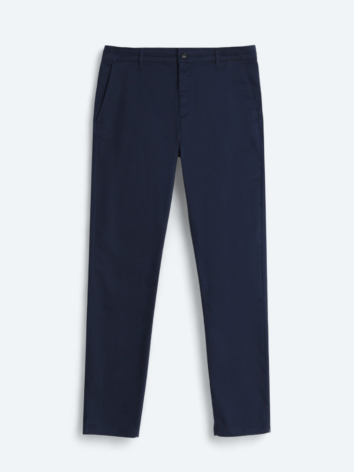 Lacivert Düz Dokuma Regular Fit Casual Pamuk Karışımlı Pantolon
