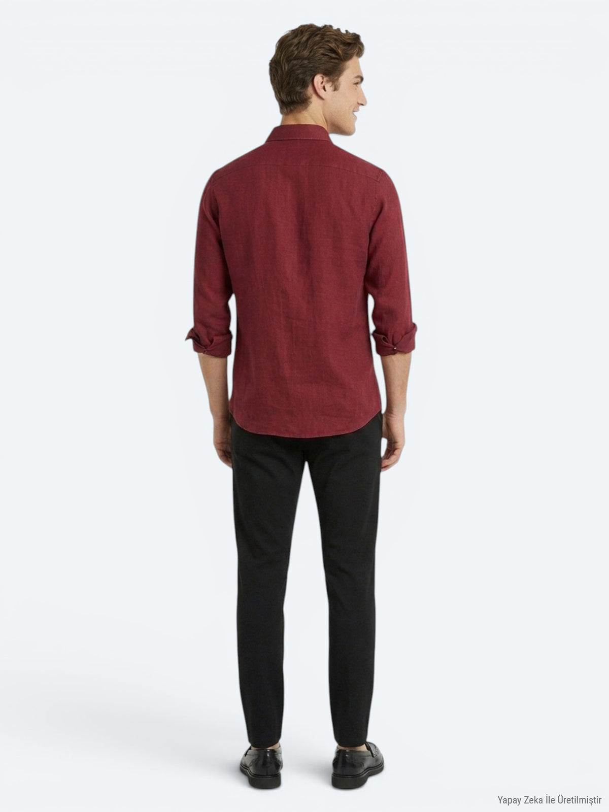Bordo Düz Regular Fit Uzun Dokuma Casual Pamuk Karışımlı Gömlek