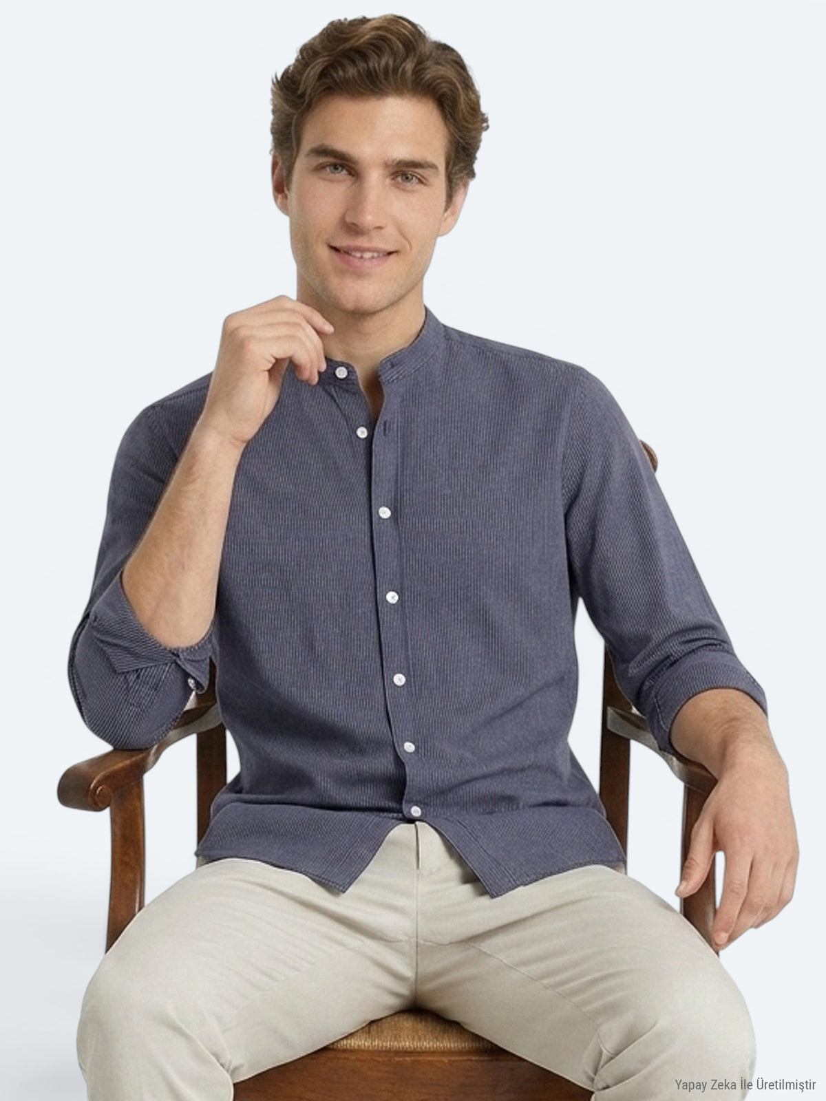 Antrasit Çizgili Regular Fit Uzun Dokuma Casual Gömlek