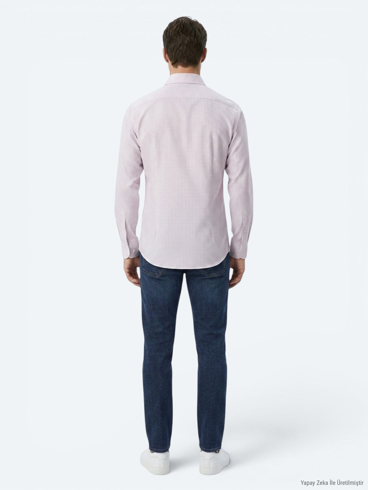 Açık Mavi Kareli Regular Fit Uzun Casual Gömlek