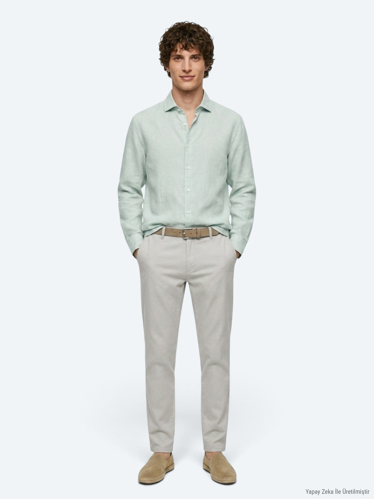 Mint Düz Regular Fit Uzun Dokuma Casual Pamuk Karışımlı Gömlek